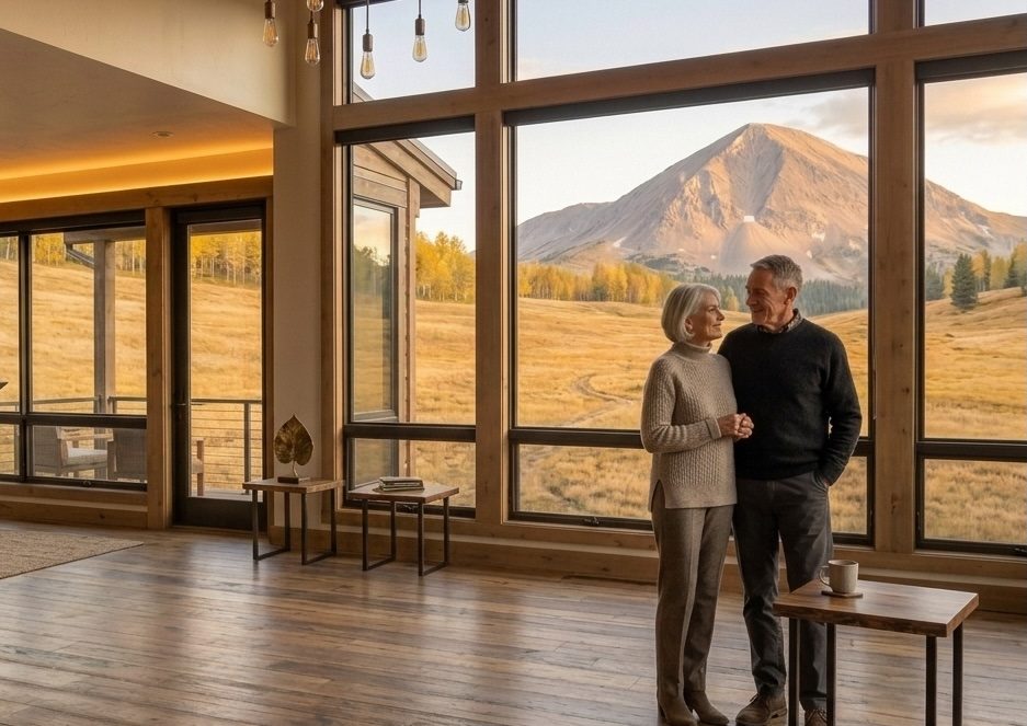 A couple reviewing paperwork together at home